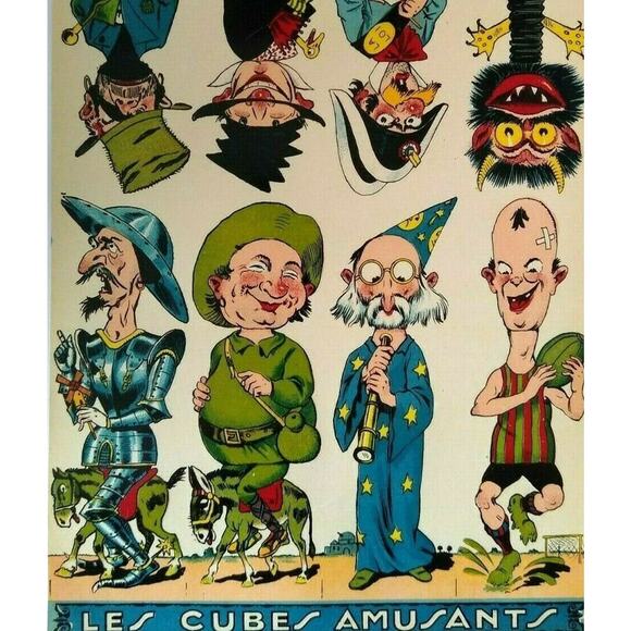 Vintage Print Original Game Cube Artwork France 8 Different Wizard Creature 1920 - Picture 3 of 12